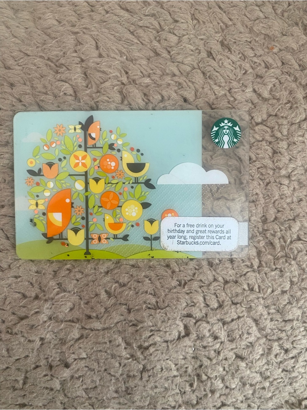 Starbucks Gift Card $50 Balance - Vintage Clear/Translucent Birds & Tree Design